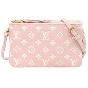 Louis Vuitton Pochette Double Zip Rose Implant Leather Pink Clutch Bag